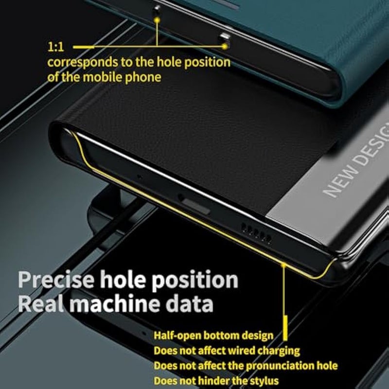 for Samsung Galaxy S25 Ultra Case for Men, Thin PU Leather Business Flip Folio Cover with Kickstand, Slim Full Body Protective Phone Case for Samsung S25 Ultra CX Deep Blue - Image 5